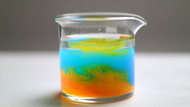 Orange Colorful Ink And Paint Liquid Reaction.