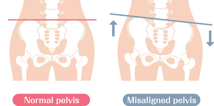 Pelvic Alignment Comparison Normal vs Misaligned Pelvis Illustration