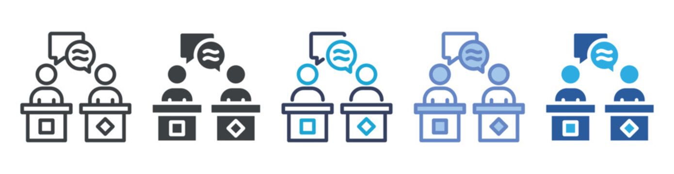 Debate icon set multiple style collection