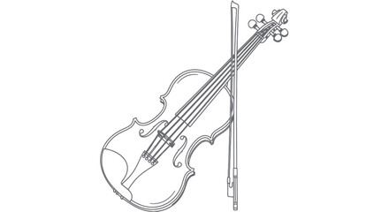 Obraz premium Elegant Violin with Bow Line Art