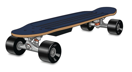 Illustration of an electric longboard skateboard © A B I G A I L