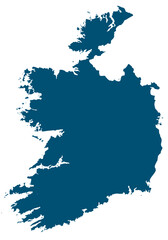Obraz premium republic of ireland map silhouette isolated on transparent background