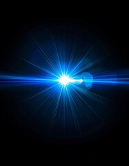 Obraz premium Bright Blue Light Burst on Black Background Shining Radiating Particles