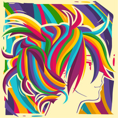 Stylized profile of a person with rainbow-colored hair © Unsplash Stock PD