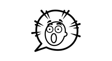 Obraz premium Cartoon expression of a shocked or screaming face in a speech bubble, isolated white background
