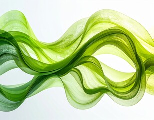 Abstract Green Wave Background with Curving Flowing Lines and Bright Gradient