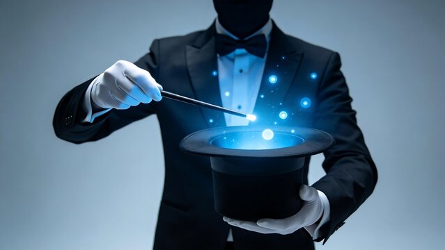 Magician performing with hat and wand