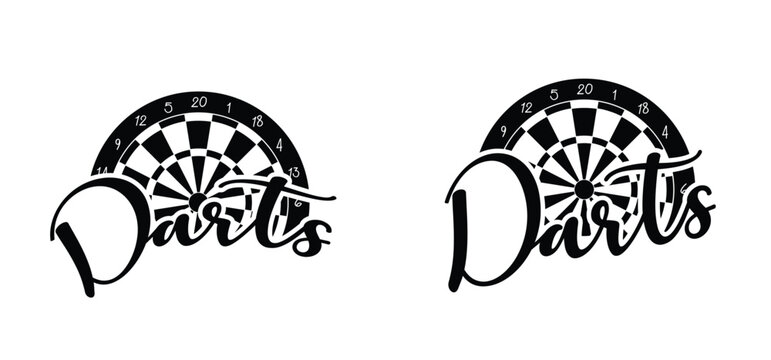Cartoon dart board symbol. Dartboard icon. color and twenty, black, green or white game board and darts game. goal target competition sign. Sports equipment and arrows. Throw single, double or triple