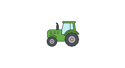 Obraz premium Vibrant green agricultural tractor illustration, a simple and clean vector icon depicting farming machinery for various design projects and educational materials