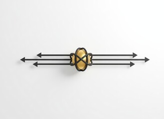 Tension forces acting on an object in opposite directions from a central point, illustrating stress and strain in a simple diagram