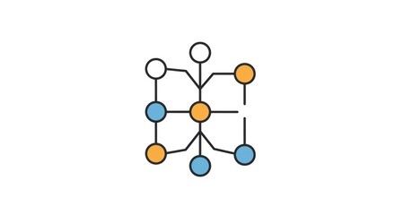 Abstract conceptual illustration of an interconnected network diagram, representing data flow, communication pathways, and system architecture for technology and business solutions