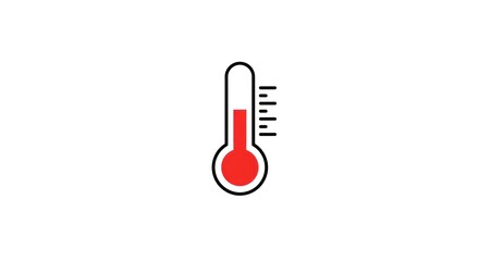 Vector icon of a thermometer showing high red temperature, perfect for conveying concepts of heat, fever, weather, or health monitoring in modern graphic design