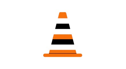 Graphic illustration of an orange and black traffic safety cone, a universal symbol for road construction and temporary hazard warnings, ensuring public safety