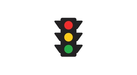 Essential urban traffic signal icon with bright red, yellow, and green lights, symbolizing guidance, control, and safety for efficient road navigation and pedestrian management