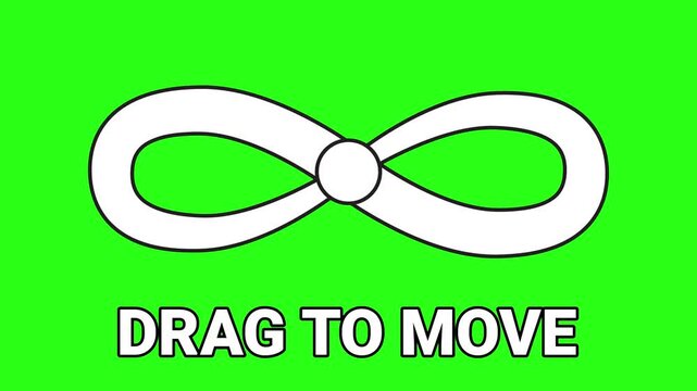 Loop animation with infinity gesture path and drag to move text on green background. User interface instruction overlay for mobile games and touch screen interaction.