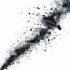 Obraz premium Dynamic Black Powder Explosion Against White Backdrop with High Contrast