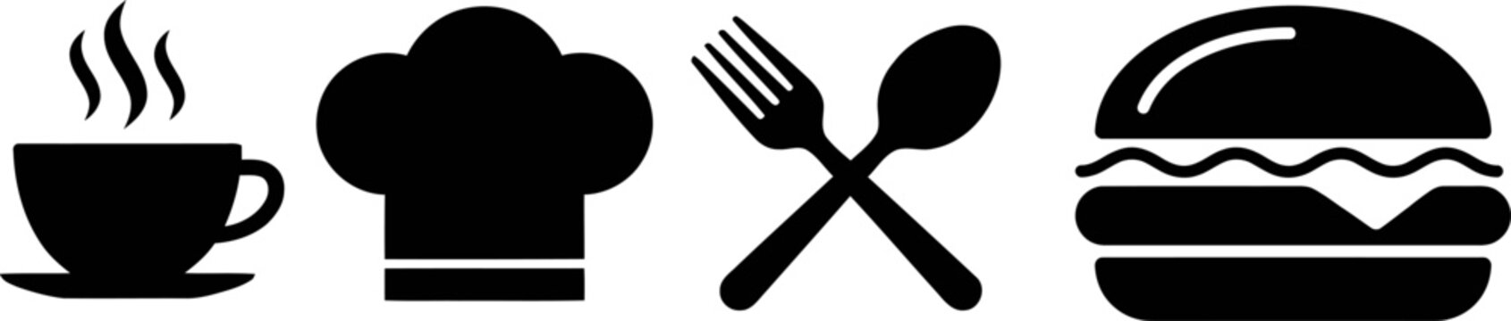 Black and white flat vector icons illustrating wireless network routers and signal connectivity