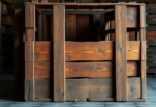 Massive rustic wooden crate, weathered and aged,  outdoor,  storage