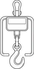 Industrial Hanging Scale Frame Type Line Art Illustration Black and White EPS SVG © VanChien