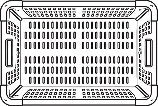 Plastic Fish Crate Top View Line Art Icon