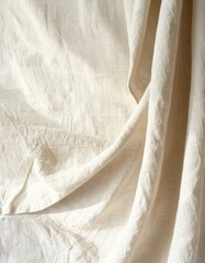 Obraz premium Textured White Cotton Fabric with Soft Draping and Subtle Light and Shadow Play