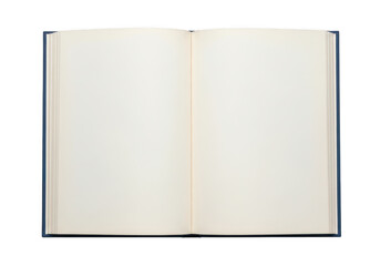 A close-up view of an open, blank notebook with lined pages. isolated on transparent background