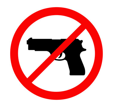 No guns sign with handgun silhouette in red circle