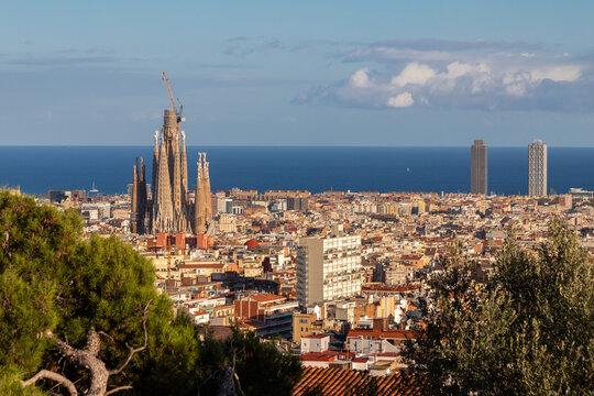 Incredible views over the city of Barcelona and the unique skyline with the Sagrada Familia, parts of the famous Park Guell all designed by Gaudi and the beach side on the 