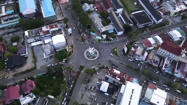 Drone Aerial of Simpang Lima City Center, Banda Aceh, Indonesia