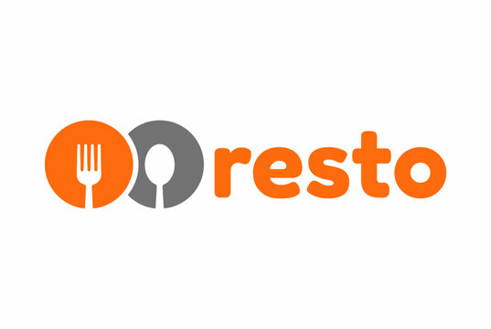 This image features a modern restaurant logo design that combines fork and spoon icons with bright colors, signifying culinary experiences and the flavor of restaurant culture.