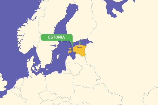 Illustration of Estonia map highlighting Tallinn