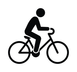 Obraz premium Vector of a person riding a bicycle in a simple black silhouette style
