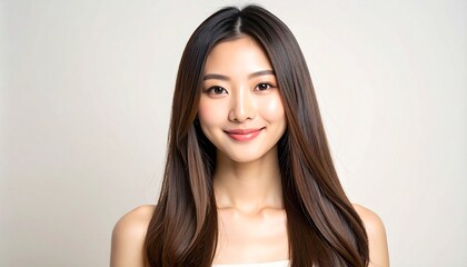 明るい笑顔のミディアムボブ日本人女性｜艶髪が美しい美容室・ヘアサロン向けイメージ
