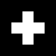 Fototapeta premium Medical plus cross icon. Healthcare symbol for first aid, emergency services isolated on transparent background. Hospital pharmacy and medicine clinical design elements in square.