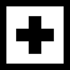 Fototapeta premium Medical plus cross icon. Healthcare symbol for first aid, emergency services isolated on transparent background. Hospital pharmacy and medicine clinical design elements in square.