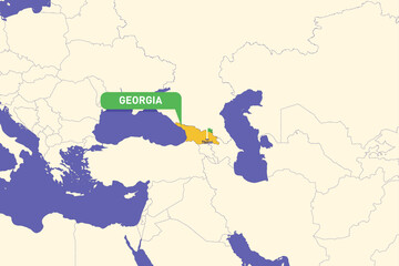 Naklejka premium Illustration of Georgia map highlighting Tbilisi