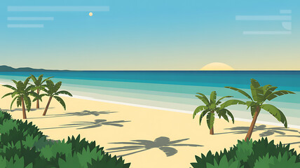 Obraz premium Tropical beach landscape with palm trees