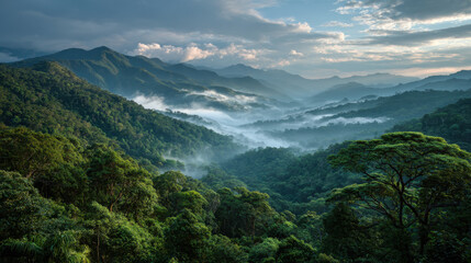 The forest of clouds at the sunrise