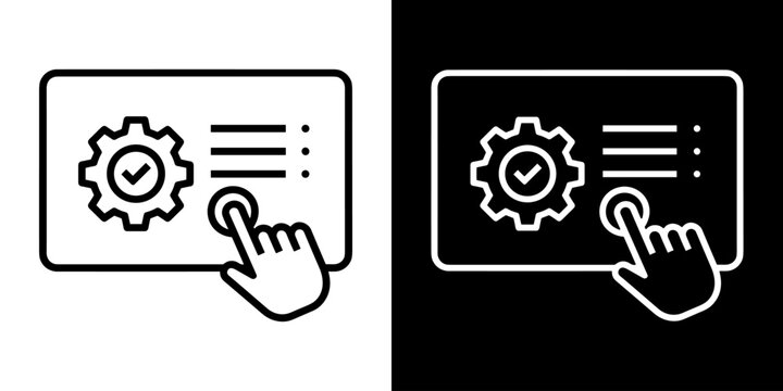 Self service icon set concept in flat black and white style on clean background vector illustration design.	