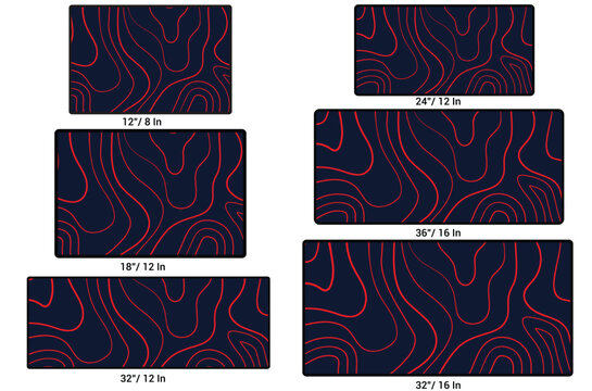 Abstract Topographic Line Mouse Pad Size Mockup Collection Vector Template
