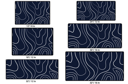 Abstract Topographic Line Mouse Pad Size Mockup Collection Vector Template