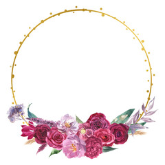 Flower watercolor frame for wedding, birthday, card, background, invitation, wallpaper, sticker, decoration etc.
