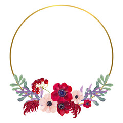 Flower watercolor frame for wedding, birthday, card, background, invitation, wallpaper, sticker, decoration etc.
