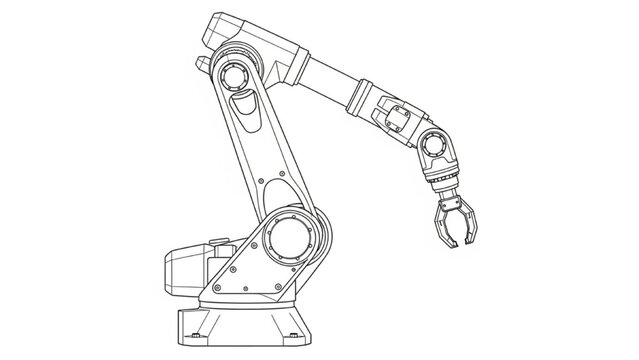 Compact 6 Axis Robot Arm 2D Technical Drawing &ndash; Industrial Automation Engineering Elevation