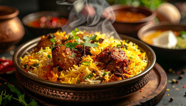 Bengali biryani aesthetic plating