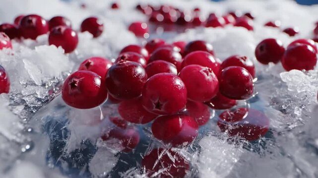 Cranberries on Ice - A Refreshing and Festive Still Life.