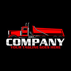 American Dump Truck Logo Design, Heavy Duty Construction Transport Emblem Vector Illustration