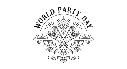 Crossed Party Horns World Party Day.