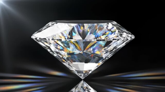 Crystal gem diamond on black bg rotate endless . 3D Illustration