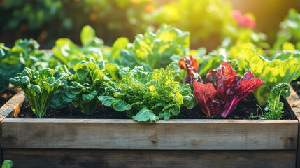 Lettuce grown in raised beds. Organic farming
